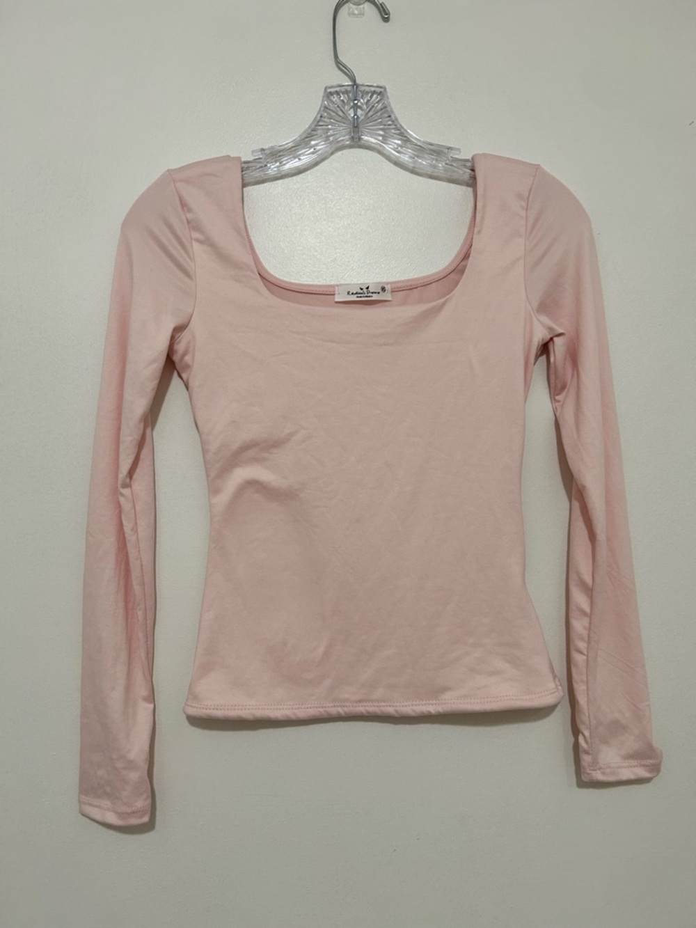 Rebellious Dreamer Baby Pink Square Neck Long Sleeve Top XS Coquette Balletcore